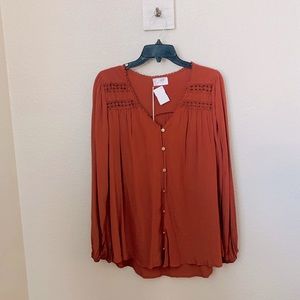 Allie Rose Rust Peasant Blouse
